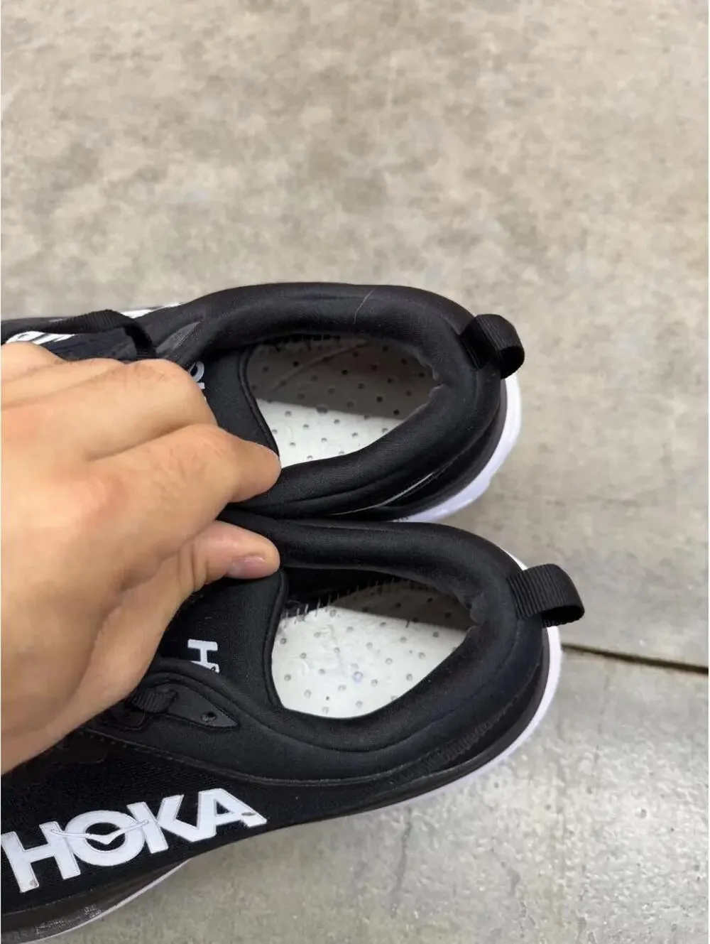 hoka one one bondi 8 black and white running gym shoes 11.5 MENS / NO INSOLES